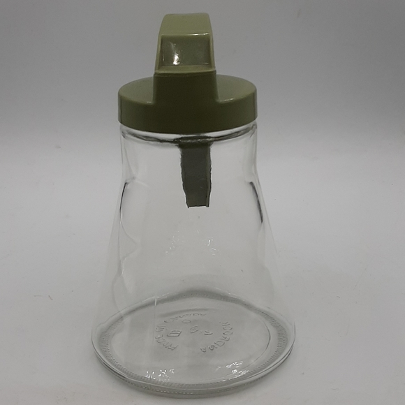 Vintage 1950's Androck Maple Syrup Glass Dispenser with Sage Green Lid Canada - Picture 4 of 6